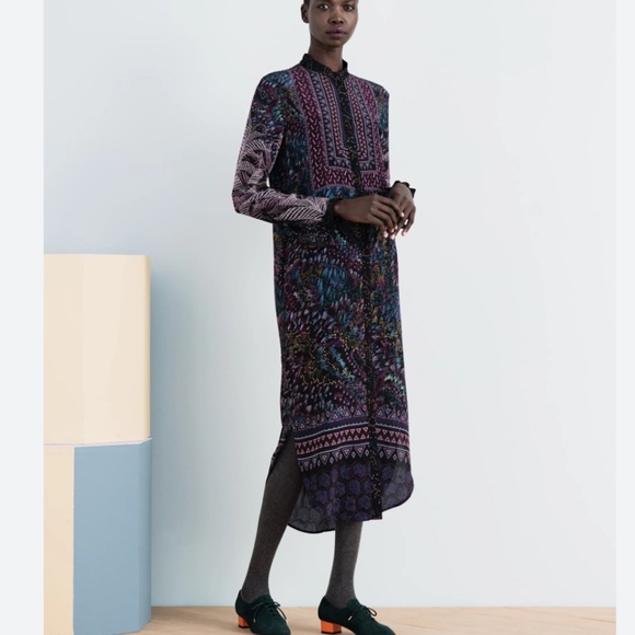 SALONI Womens US 6 100% Silk Dress Maxi Blue Purple Fall Vogue